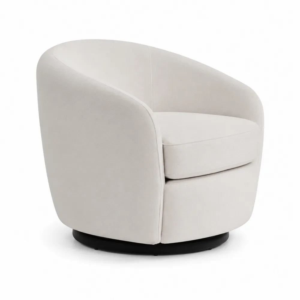 Fauteuil pivotant en tissu polyester beige