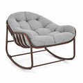 Chaise berçante en acier et tissu gris