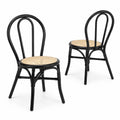Lot de 2 chaises en bois et rotin noir