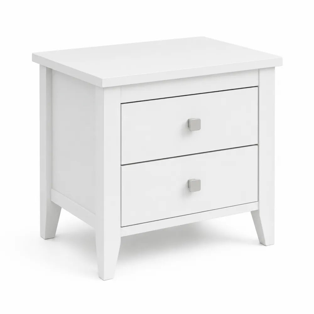 Table de chevet 2 tiroirs en bois blanc 59 cm