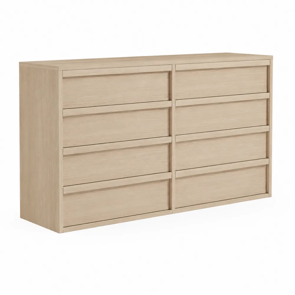 Commode en chêne à 8 tiroirs Beige clair 120x80x40 cm