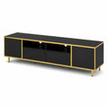 Meuble TV en MDF noir et or 180 cm