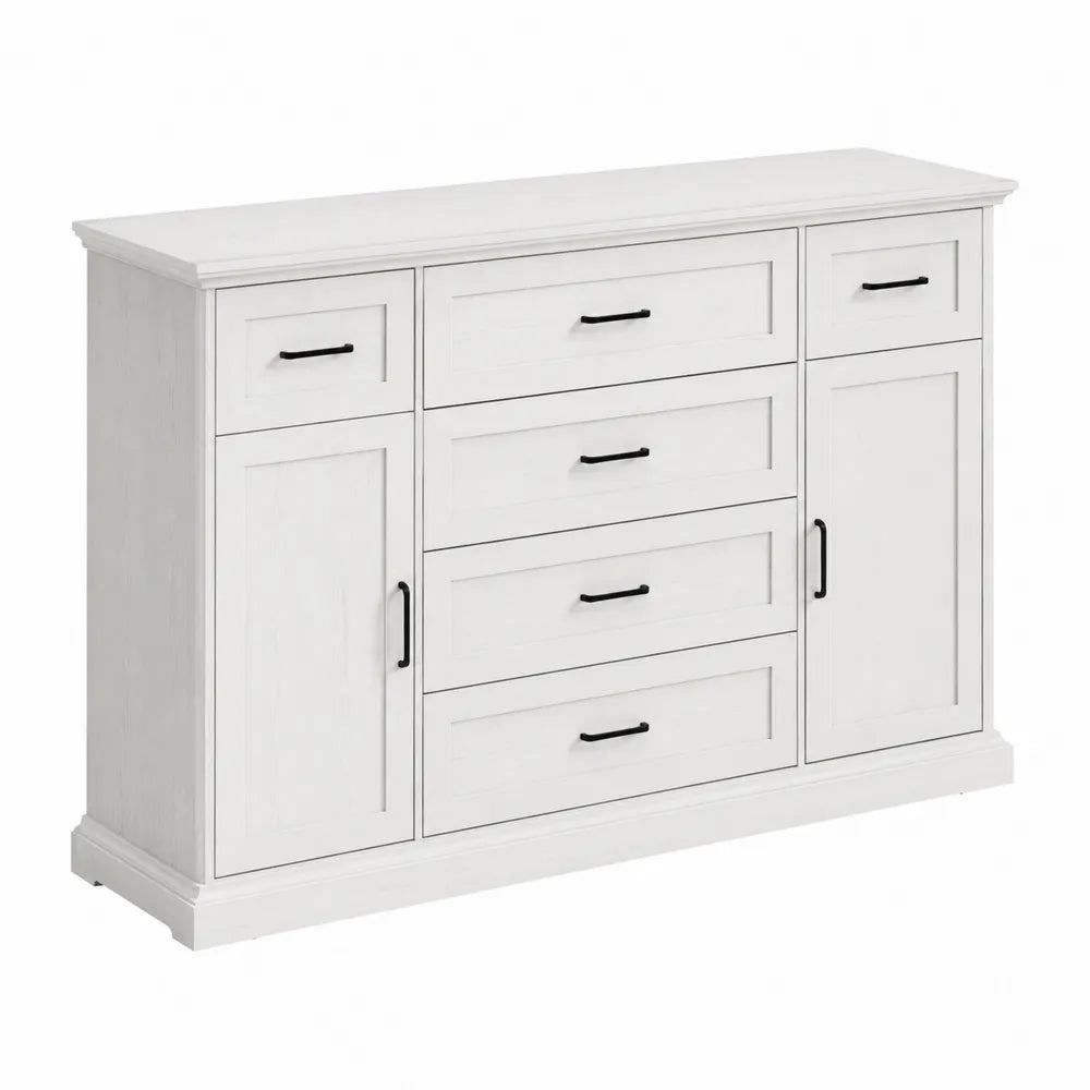 Commode en bois avec 5 tiroirs et 2 portes