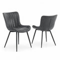 Lot de 2 chaises en velours gris avec pieds en acier noir