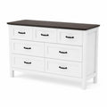 Commode 7 tiroirs en bois Blanc et Marron