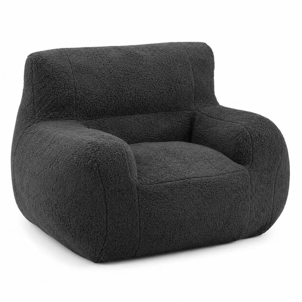 Fauteuil en tissu bouclette gris foncé