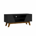 Meuble TV en MDF Noir avec Pieds en Chêne