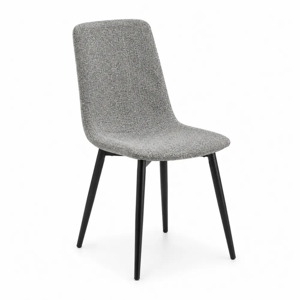 Chaise en tissu gris avec pieds en métal