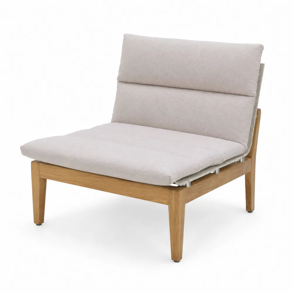 Chaise en bois de teck et tissu beige