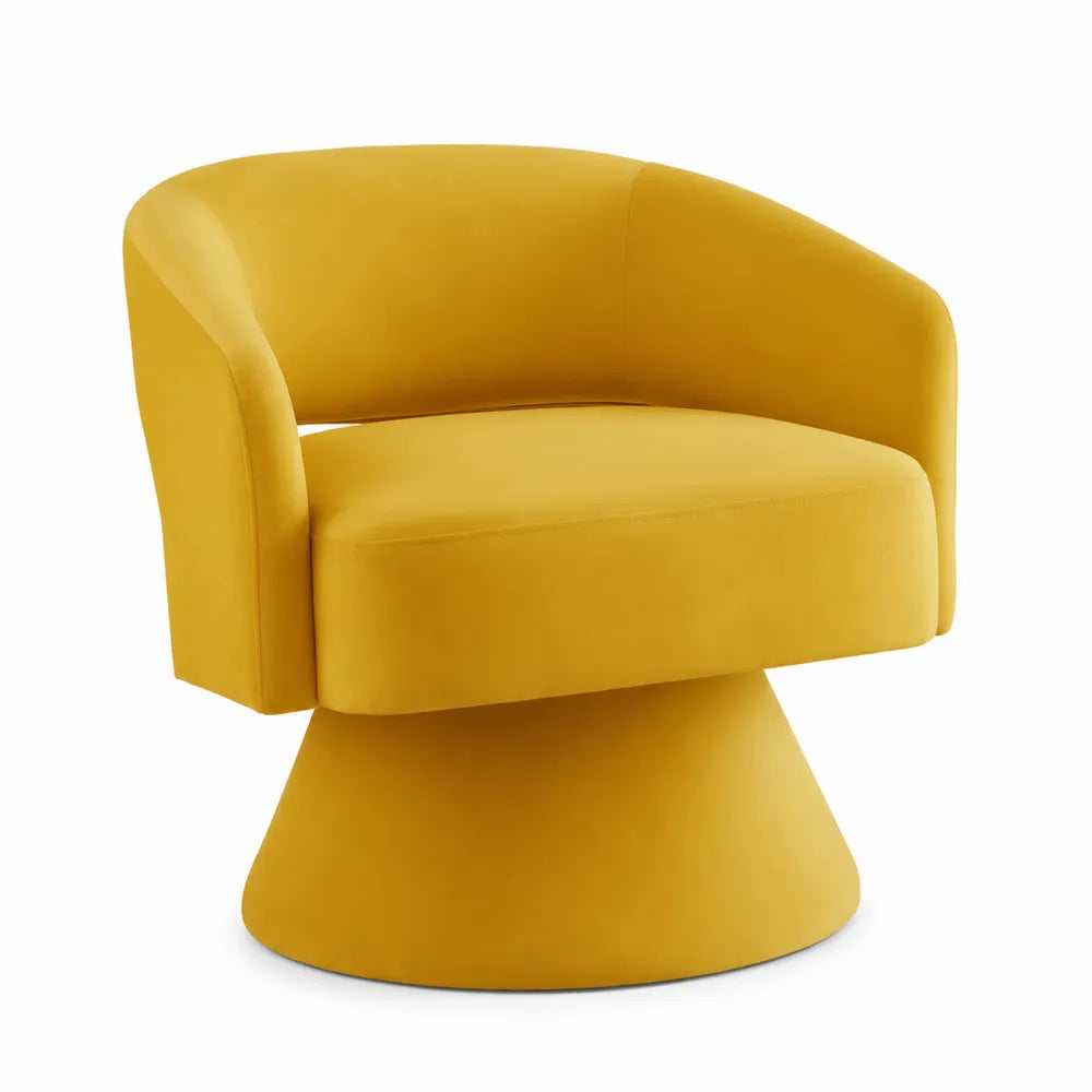 Fauteuil pivotant en velours jaune