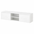 Meuble TV en bois blanc avec deux étagères