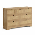 Commode en chêne et rotin 7 tiroirs