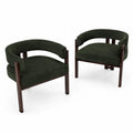 Fauteuils en tissu vert avec cadre en bois