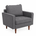 Fauteuil en tissu gris avec pieds en bois