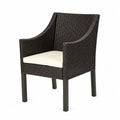 Chaise d'extérieur en résine tressée marron avec coussin crème