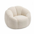 Fauteuil rond en tissu peluche Blanc Crème