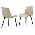 Chaise en cuir synthétique beige avec pieds en métal