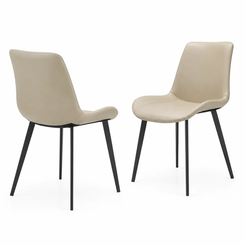 Chaise en cuir synthétique beige avec pieds en métal